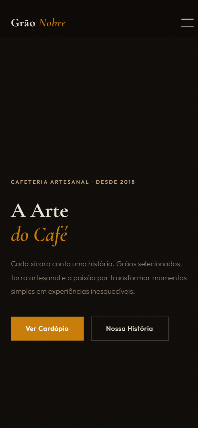 Preview do site Cafeteria Frontend