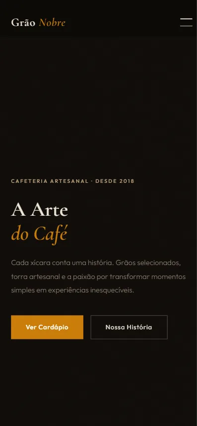 Preview do site Cafeteria Frontend