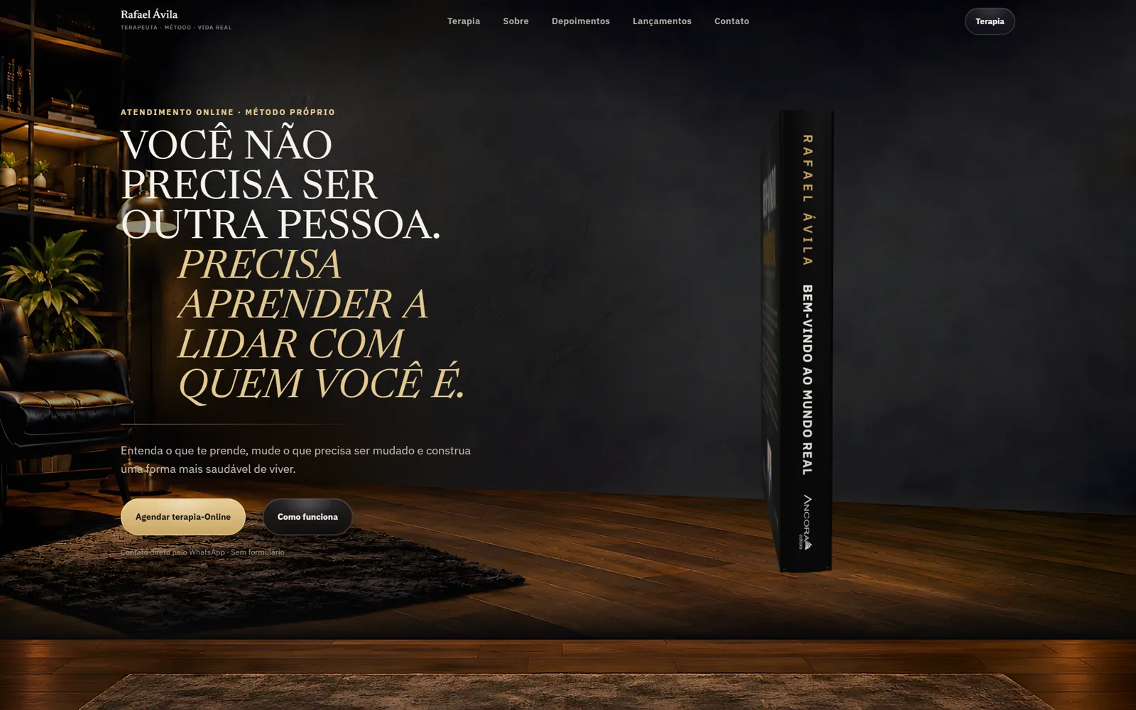 Página inicial do site de Rafael Ávila, terapeuta